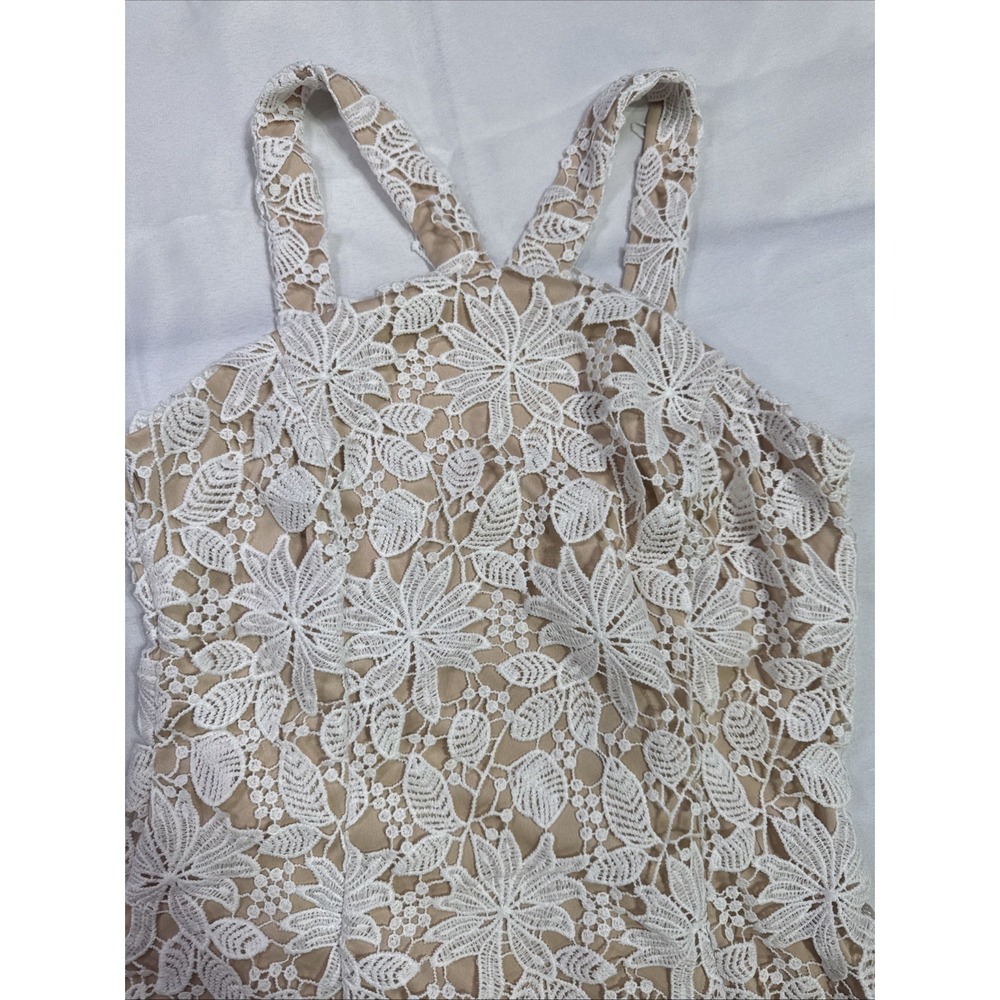 Soprano Womens M White Floral Lace Bodycon Dress Nude Lined Bridal Cocktail